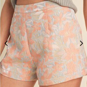 &merci brand floral jacquard shorts, fully lined, new with tags, side zipper.